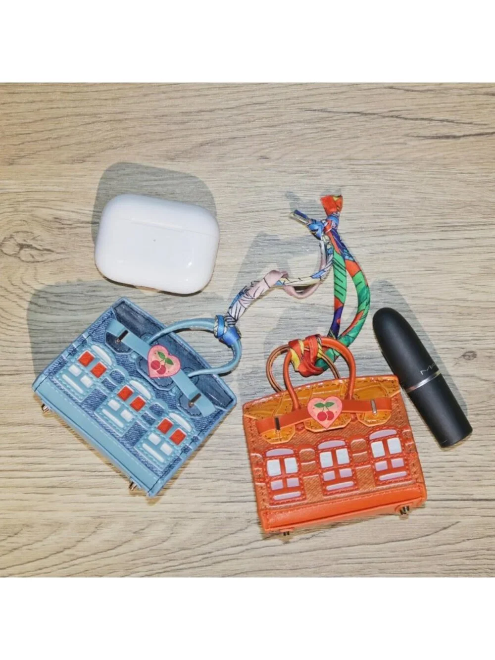Stylish 2 PCS Mini Tote Bag Charms & Keychain Pouch Coin Purse Wallet Set